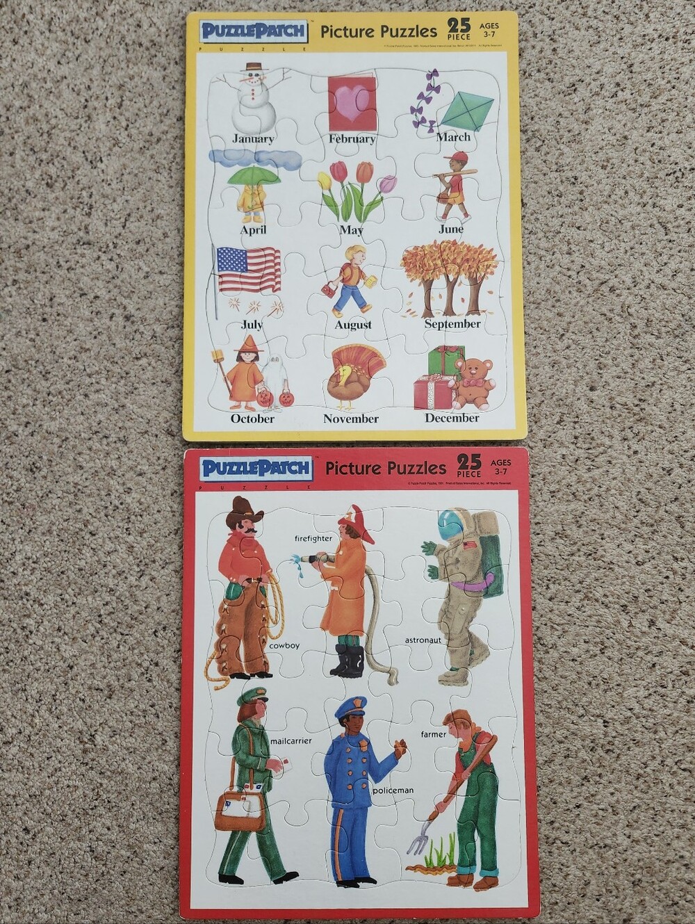 Vintage Puzzle Patch Picture 2 Jigsaw Puzzles Bundle 1991 25 Piece